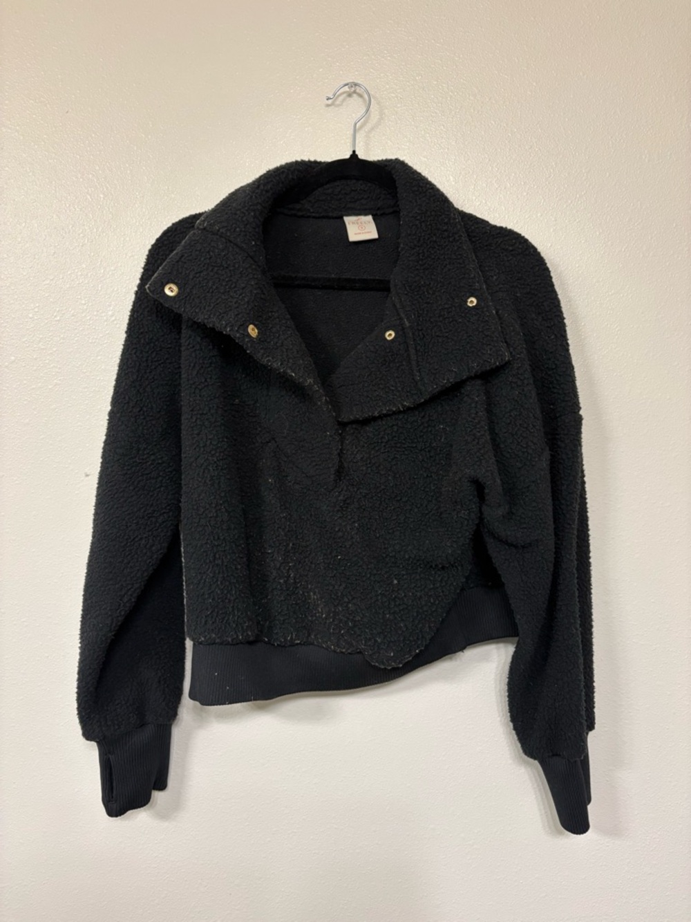 Black Fleece Pullover Jacket